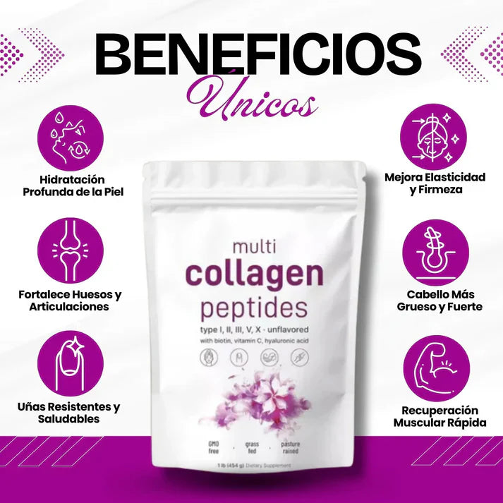 Multi Colágeno Hidrolizado 5 Tipos - Piel, Cabello, Uñas y Articulaciones✨